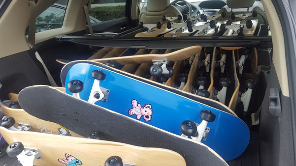 New Skateboards in car trunk